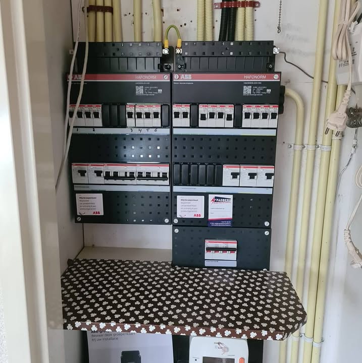 Twee ABB groepenkasten naast elkaar in een meterkast